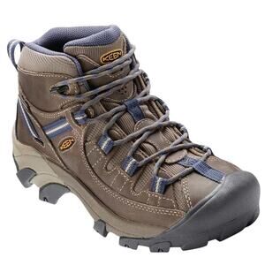 Keen Womens Targhee ll Mid Hiking Boot US 9.5 Brown Blue Waterproof Leather NWOB